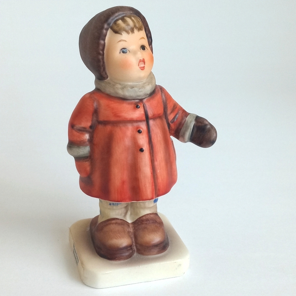 Vintage Goebel Winter Song Winterlied Ceramic Figurine Girl in Red Coat Germany